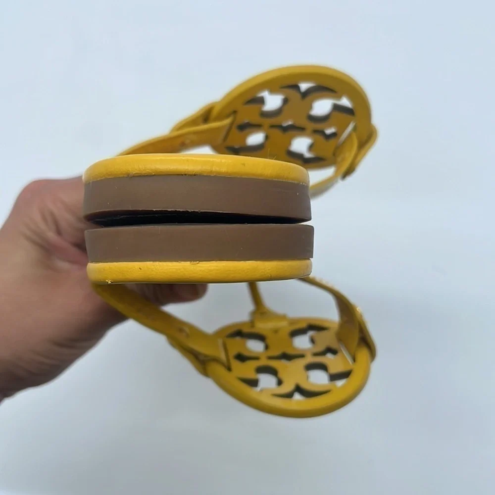 Tory Burch Yellow Leather T strap miller thong sandals 7